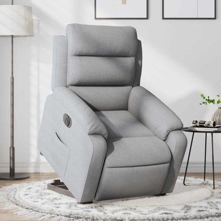 Sillón eléctrico reclinable elevable de tela gris claro
