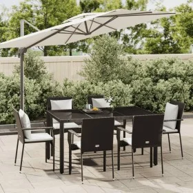 7-piece garden dining set with black synthetic rattan cushions by vidaXL, Garden sets - Ref: Foro24-3184978, Price: 545,95 €,...