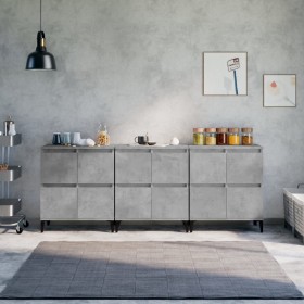 Sideboards 3 Stück betongraues Sperrholz 60x35x70 cm von vidaXL, Sideboards - Ref: Foro24-3185779, Preis: 204,26 €, Rabatt: %