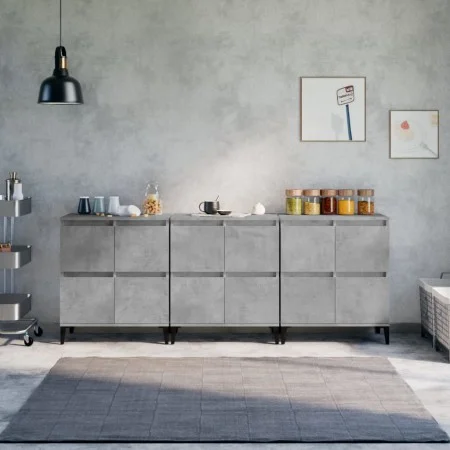 Sideboards 3 pcs concrete gray plywood 60x35x70 cm by vidaXL, Sideboards - Ref: Foro24-3185779, Price: 201,40 €, Discount: %