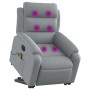 Sillón de masaje eléctrico reclinable elevable tela gris claro