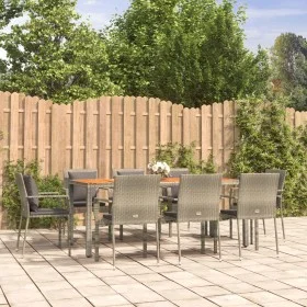 Garden dining set 9 pieces and gray synthetic rattan cushions by vidaXL, Garden sets - Ref: Foro24-3184974, Price: 730,79 €, ...