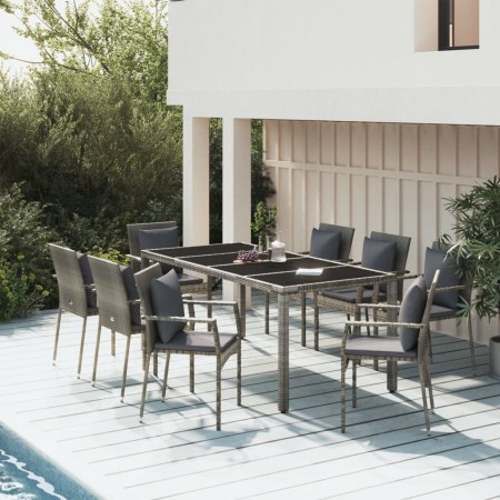 Garden dining set 9 pieces and gray synthetic rattan cushions by vidaXL, Garden sets - Ref: Foro24-3157962, Price: 694,66 €, ...