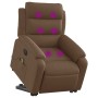 Sillón de masaje eléctrico reclinable elevable tela marrón