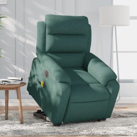 Sillón masaje eléctrico reclinable elevable tela verde oscuro Sillón masaje eléctrico reclinable elevable tela verde oscuro