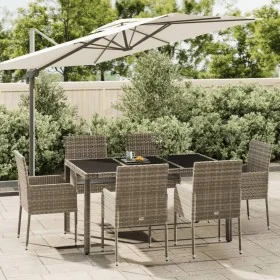 Garden dining set 7 pieces and gray synthetic rattan cushions by vidaXL, Garden sets - Ref: Foro24-3185008, Price: 443,24 €, ...