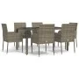 Garden dining set 7 pieces and gray synthetic rattan cushions by vidaXL, Garden sets - Ref: Foro24-3185008, Price: 443,24 €, ...