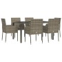 Garden dining set 7 pieces and gray synthetic rattan cushions by vidaXL, Garden sets - Ref: Foro24-3185008, Price: 441,53 €, ...