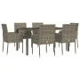 Set comedor jardín 7 pzas y cojines ratán sintético gris de vidaXL, Conjuntos de jardín - Ref: Foro24-3185008, Precio: 442,38...