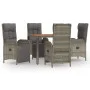 Set comedor de jardín 5 piezas con cojines ratán sintético gris de vidaXL, Conjuntos de jardín - Ref: Foro24-3185045, Precio:...