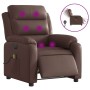Sillón de masaje reclinable eléctrico cuero sintético marrón