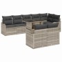 Conjunto de sofá de jardín con cojín 9 pcs Gris claro Poliratán