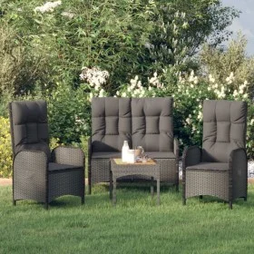 Garden dining set 3 pieces with black synthetic rattan cushions by vidaXL, Garden sets - Ref: Foro24-3185093, Price: 413,30 €...