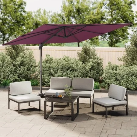 Cantilever parasol with burgundy red LEDs 400x300 cm by vidaXL, Umbrellas - Ref: Foro24-319933, Price: 258,35 €, Discount: %