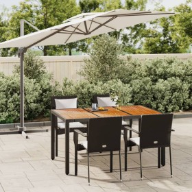 5-teiliges Gartenmöbel-Set mit schwarzen synthetischen Rattankissen von vidaXL, Gartensets - Ref: Foro24-3184989, Preis: 396,...
