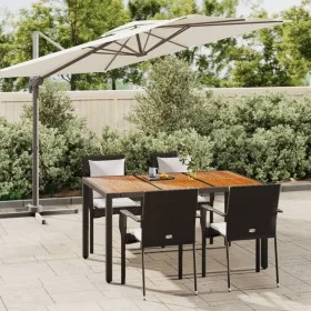 Set de muebles jardín 5 pzas con cojines ratán sintético negro de vidaXL, Conjuntos de jardín - Ref: Foro24-3184989, Precio: ...