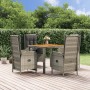 5-teiliges Garten-Essset mit grauen Kissen aus synthetischem Rattan von vidaXL, Gartensets - Ref: Foro24-3185050, Preis: 616,...