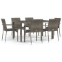 7-teiliges Garten-Esszimmerset und Kissen synthetisches Rattangrau von vidaXL, Gartensets - Ref: Foro24-3184984, Preis: 483,4...