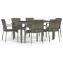 Garden dining set 7 pieces and gray synthetic rattan cushions by vidaXL, Garden sets - Ref: Foro24-3184984, Price: 501,76 €, ...