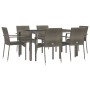 7-teiliges Garten-Esszimmerset und Kissen synthetisches Rattangrau von vidaXL, Gartensets - Ref: Foro24-3184984, Preis: 483,4...