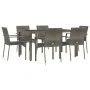 Garden dining set 7 pieces and gray synthetic rattan cushions by vidaXL, Garden sets - Ref: Foro24-3184984, Price: 501,76 €, ...