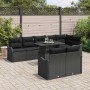 Conjunto de sofá de jardín con cojín 9 pcs Negro Poliratán