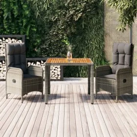 3-piece garden dining set with gray synthetic rattan cushions by vidaXL, Garden sets - Ref: Foro24-3185038, Price: 394,48 €, ...