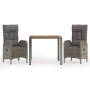 3-piece garden dining set with gray synthetic rattan cushions by vidaXL, Garden sets - Ref: Foro24-3185038, Price: 365,90 €, ...