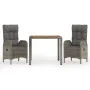 3-piece garden dining set with gray synthetic rattan cushions by vidaXL, Garden sets - Ref: Foro24-3185038, Price: 394,13 €, ...
