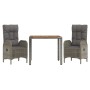 3-piece garden dining set with gray synthetic rattan cushions by vidaXL, Garden sets - Ref: Foro24-3185038, Price: 365,90 €, ...