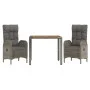 3-piece garden dining set with gray synthetic rattan cushions by vidaXL, Garden sets - Ref: Foro24-3185038, Price: 394,13 €, ...
