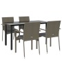 Set comedor jardín 5 pzas y cojines ratán sintético negro gris