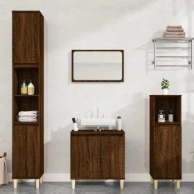 3-teiliges Badezimmermöbel-Set aus braunem Eichensperrholz von vidaXL, Badezimmermöbel - Ref: Foro24-3185588, Preis: 186,46 €...