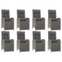 Set comedor jardín 9 pzas y cojines ratán sintético gris