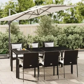 7-piece garden dining set and black synthetic rattan cushions by vidaXL, Garden sets - Ref: Foro24-3184979, Price: 591,13 €, ...
