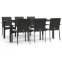 7-piece garden dining set and black synthetic rattan cushions by vidaXL, Garden sets - Ref: Foro24-3184979, Price: 591,13 €, ...