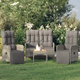 4-piece garden dining set with gray PE rattan cushions by vidaXL, Garden sets - Ref: Foro24-3185085, Price: 435,73 €, Discoun...