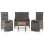 4-piece garden dining set with gray PE rattan cushions by vidaXL, Garden sets - Ref: Foro24-3185085, Price: 421,87 €, Discoun...