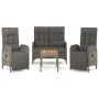 4-piece garden dining set with gray PE rattan cushions by vidaXL, Garden sets - Ref: Foro24-3185085, Price: 435,73 €, Discoun...