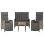 4-piece garden dining set with gray PE rattan cushions by vidaXL, Garden sets - Ref: Foro24-3185085, Price: 421,87 €, Discoun...