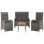 4-piece garden dining set with gray PE rattan cushions by vidaXL, Garden sets - Ref: Foro24-3185085, Price: 435,73 €, Discoun...