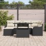 Conjunto de sofá de jardín con cojín 7 pcs Negro Poliratán