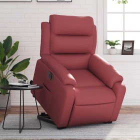 Sillón elevable eléctrico cuero artificial rojo tinto en Sillones | Comprar online en Foro24