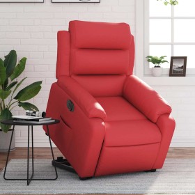 Sillón elevable eléctrico cuero artificial rojo