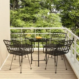5-piece black synthetic rattan garden dining set by vidaXL, Garden sets - Ref: Foro24-3157838, Price: 299,73 €, Discount: %