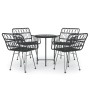 5-piece black synthetic rattan garden dining set by vidaXL, Garden sets - Ref: Foro24-3157838, Price: 303,25 €, Discount: %