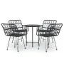 5-piece black synthetic rattan garden dining set by vidaXL, Garden sets - Ref: Foro24-3157838, Price: 299,73 €, Discount: %