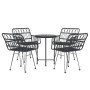 5-piece black synthetic rattan garden dining set by vidaXL, Garden sets - Ref: Foro24-3157838, Price: 303,25 €, Discount: %