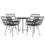 5-piece black synthetic rattan garden dining set by vidaXL, Garden sets - Ref: Foro24-3157838, Price: 299,73 €, Discount: %