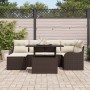 Conjunto de sofá de jardín con cojín 7 pcs Marrón Poliratán